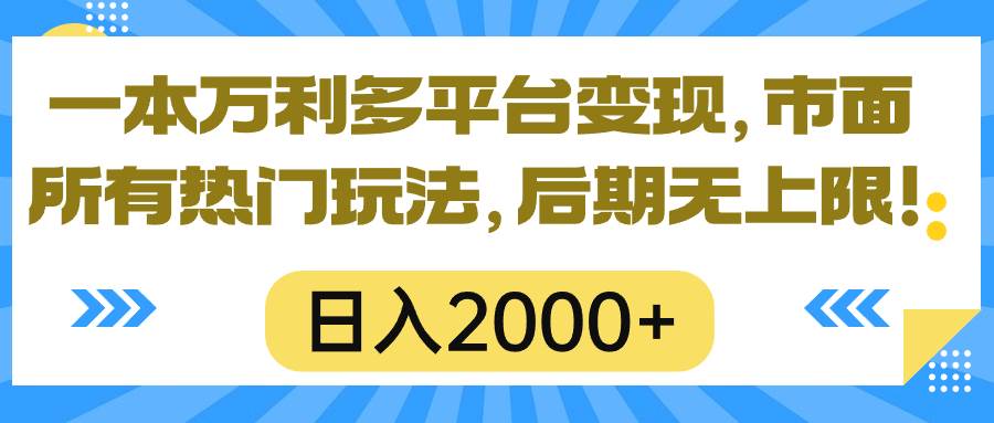 一本万利多平台变现，市面所有热门玩法，日入2000+，后期无上限！-源创智汇网