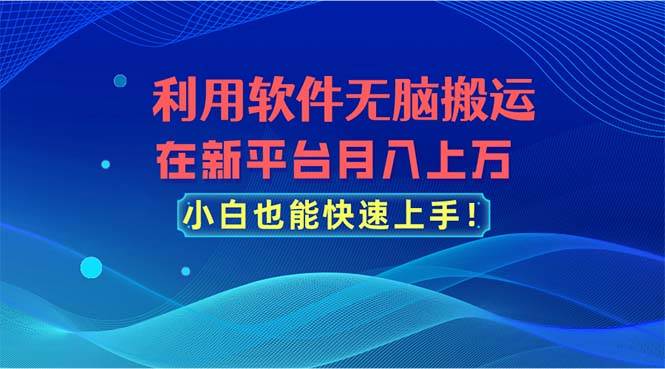 利用软件无脑搬运，在新平台月入上万，小白也能快速上手-源创智汇网