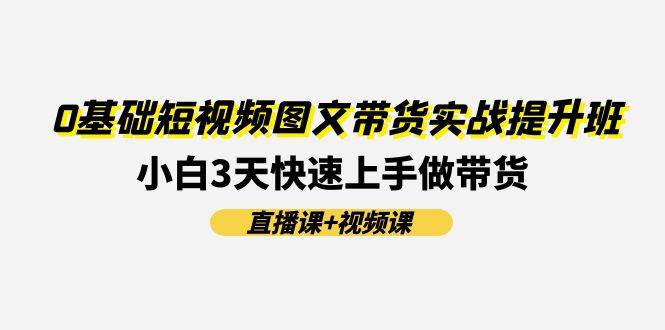 0基础短视频图文带货实战提升班(直播课+视频课)：小白3天快速上手做带货-源创智汇网