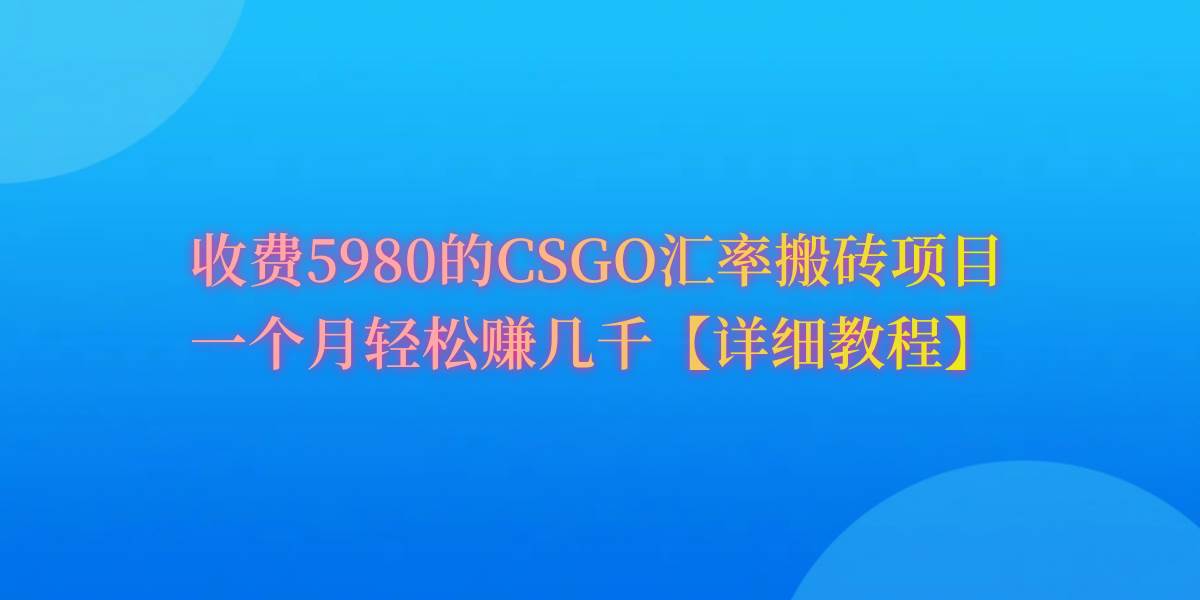 CSGO装备搬砖，月综合收益率高达60%，你也可以！-源创智汇网