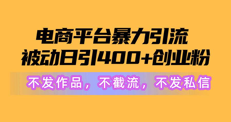 电商平台暴力引流,被动日引400+创业粉不发作品，不截流，不发私信-源创智汇网