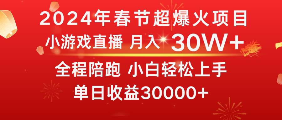 龙年2024过年期间，最爆火的项目 抓住机会 普通小白如何逆袭一个月收益30W+-源创智汇网