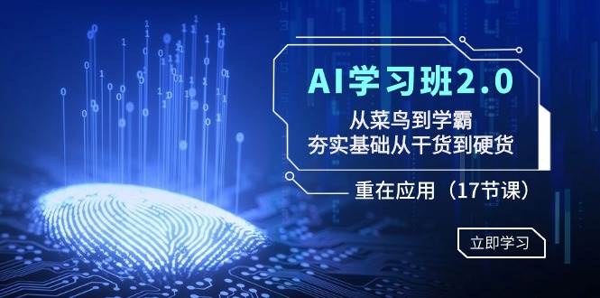 AI学习班2.0：从菜鸟到学霸，夯实基础从干货到硬货，重在应用（17节课）-源创智汇网