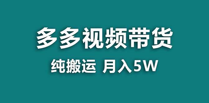 【蓝海项目】拼多多视频带货 纯搬运一个月搞了5w佣金，小白也能操作 送工具-源创智汇网