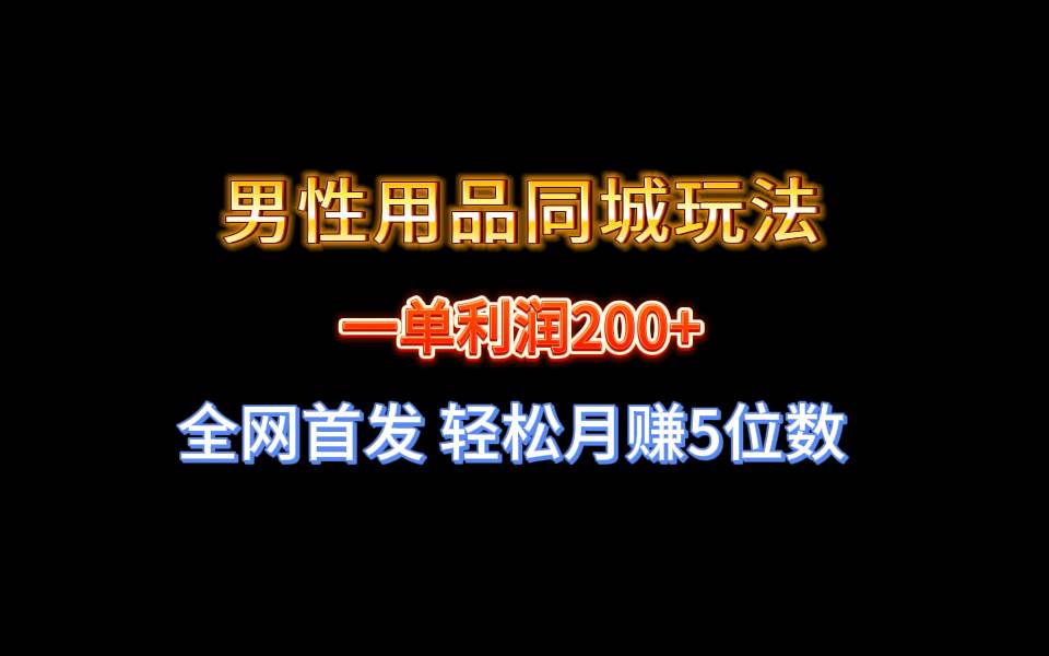 全网首发 一单利润200+ 男性用品同城玩法 轻松月赚5位数-源创智汇网