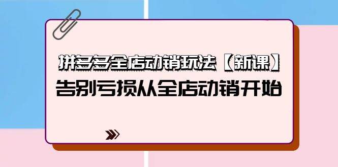 拼多多全店动销玩法【新课】，告别亏损从全店动销开始（4节视频课）-源创智汇网