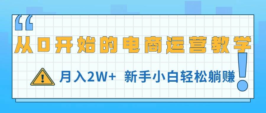 从0开始的电商运营教学，月入2W+，新手小白轻松躺赚-源创智汇网