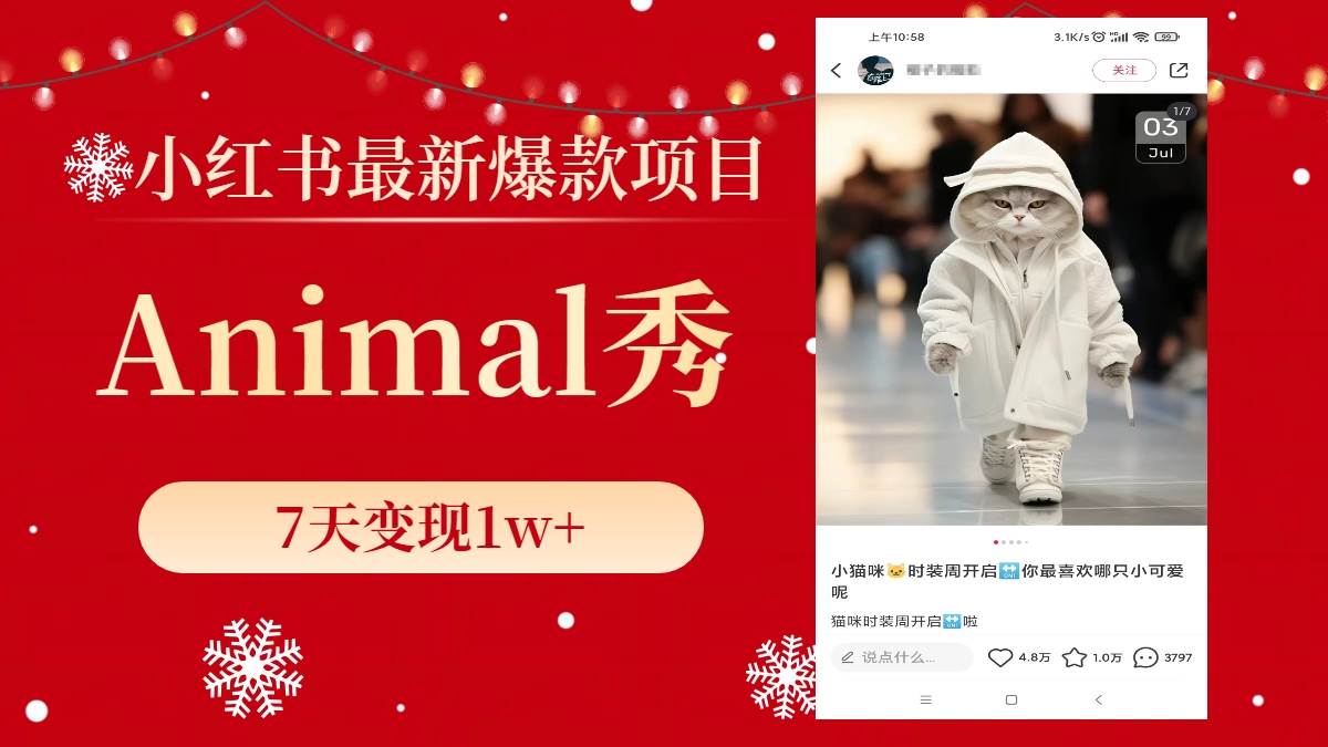 小红书最新爆款项目，Animal秀，7天变现1w+-源创智汇网