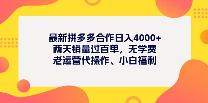 最新拼多多项目日入4000+两天销量过百单，无学费、老运营代操作、小白福利-源创智汇网