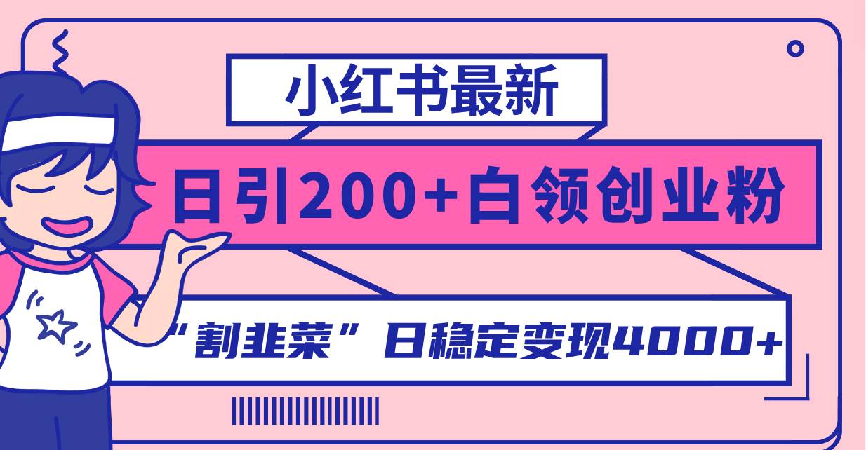 小红书最新日引200+创业粉”割韭菜“日稳定变现4000+实操教程！-源创智汇网