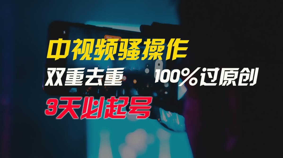 中视频骚操作，双重去重100%过原创，3天比必起号，简单无脑，月入3W+-源创智汇网