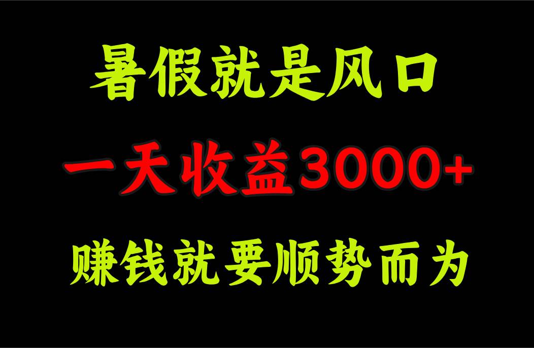 一天收益3000+ 赚钱就是顺势而为，暑假就是风口-源创智汇网