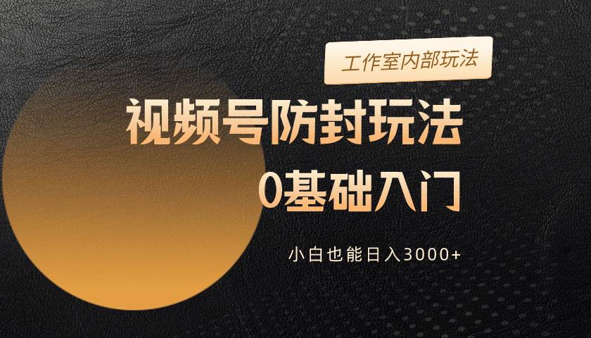 2024视频号升级防封玩法，零基础入门，小白也能日入3000+-源创智汇网