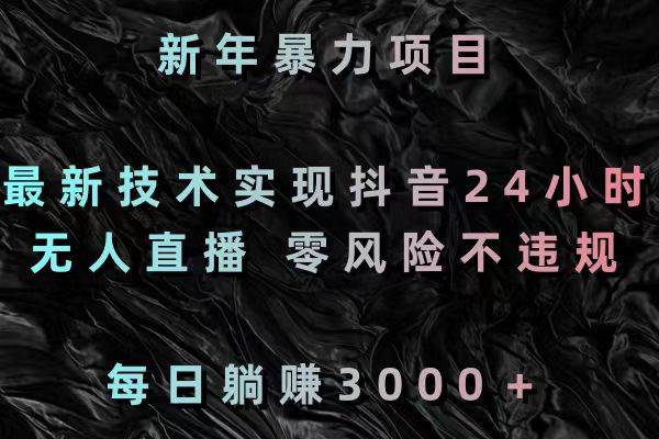 新年暴力项目，最新技术实现抖音24小时无人直播 零风险不违规 每日躺赚3000-源创智汇网