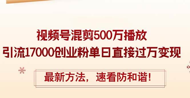 精华帖视频号混剪500万播放引流17000创业粉，单日直接过万变现，最新方…-源创智汇网