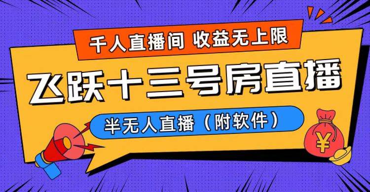 爆火飞跃十三号房半无人直播，一场直播上千人，日入过万！（附软件）-源创智汇网