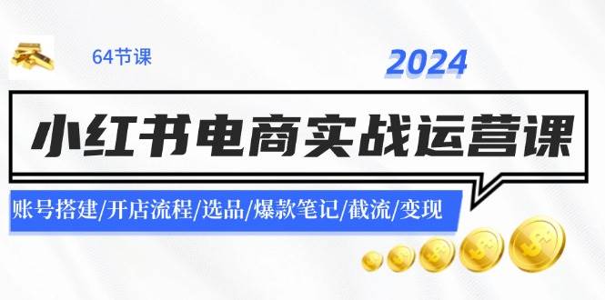 2024小红书电商实战运营课：账号搭建/开店流程/选品/爆款笔记/截流/变现-源创智汇网