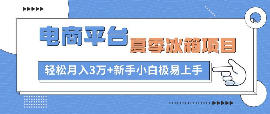 电商平台夏季冰箱项目，轻松月入3万+，新手小白极易上手-源创智汇网