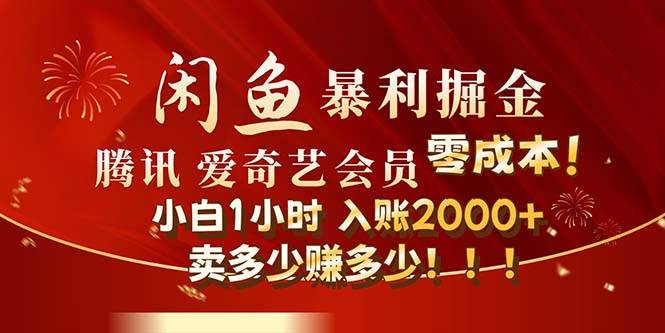 闲鱼全新暴力掘金玩法，官方正品影视会员无成本渠道！小白1小时收…-源创智汇网
