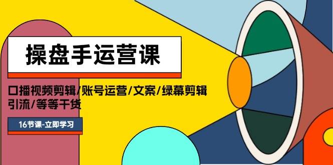 操盘手运营课程：口播视频剪辑/账号运营/文案/绿幕剪辑/引流/干货/16节-源创智汇网