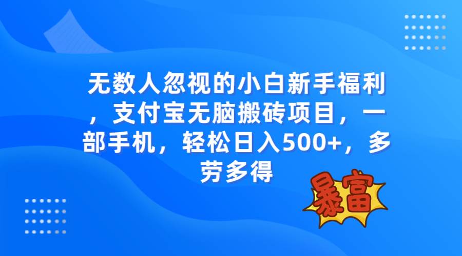无数人忽视的项目，支付宝无脑搬砖项目，一部手机即可操作，轻松日入500+-源创智汇网