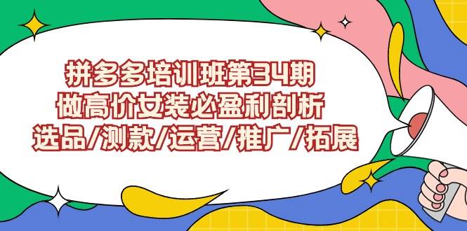 拼多多培训班第34期：做高价女装必盈利剖析  选品/测款/运营/推广/拓展-源创智汇网