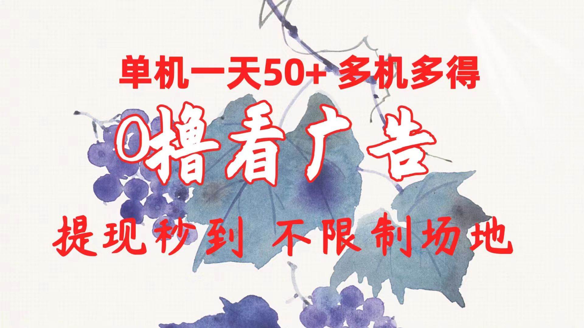 0撸看广告 单机一天50+多机多得 提现秒到 不限制场地操作-源创智汇网