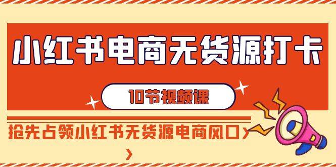 小红书电商-无货源打卡，抢先占领小红书无货源电商风口（10节课）-源创智汇网