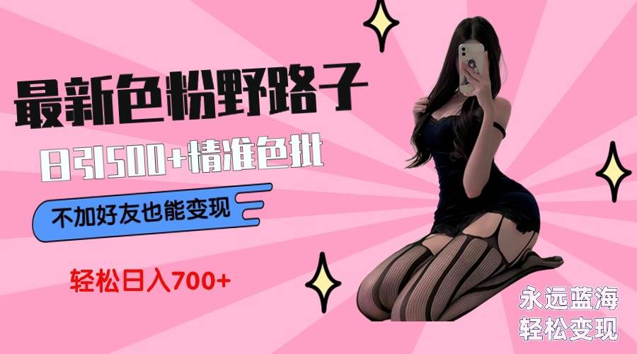 最新色粉变现野路子，日引500+老色批 可不加好友直接变现 小白轻松日入700+-源创智汇网