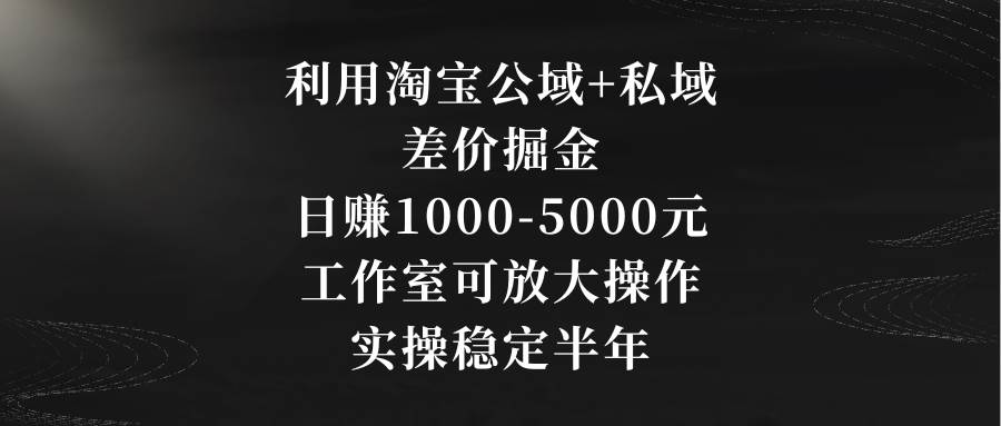 利用淘宝公域+私域差价掘金，日赚1000-5000元，工作室可放大操作，实操…-源创智汇网