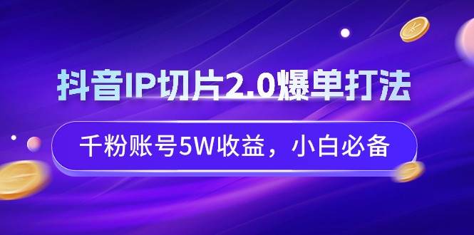 抖音IP切片2.0爆单打法，千粉账号5W收益，小白必备-源创智汇网