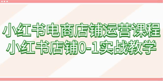 小红书电商店铺运营课程，小红书店铺0-1实战教学（60节课）-源创智汇网
