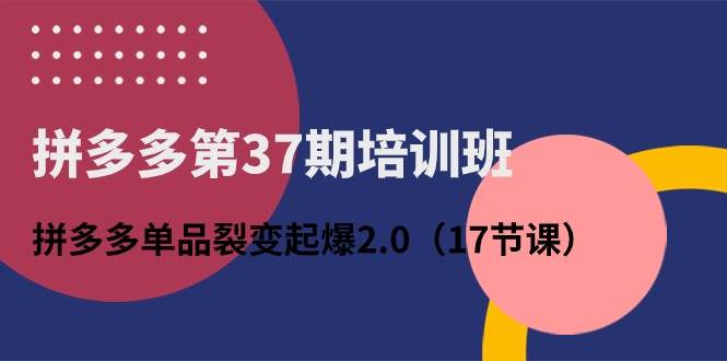 拼多多第37期培训班：拼多多单品裂变起爆2.0（17节课）-源创智汇网