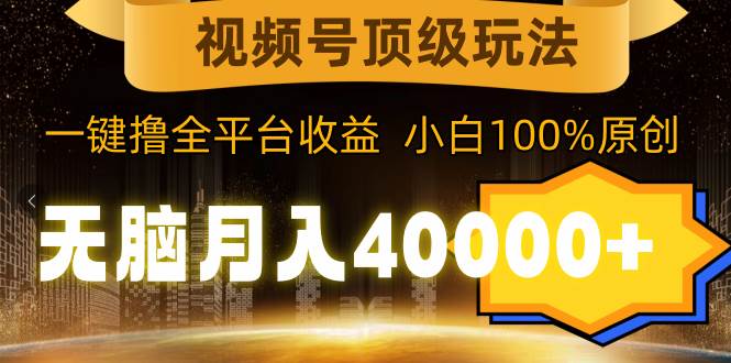 视频号顶级玩法，无脑月入40000+，一键撸全平台收益，纯小白也能100%原创-源创智汇网