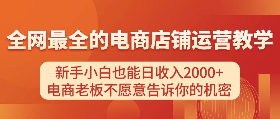 电商店铺运营教学，新手小白也能日收入2000+，电商老板不愿意告诉你的机密-源创智汇网