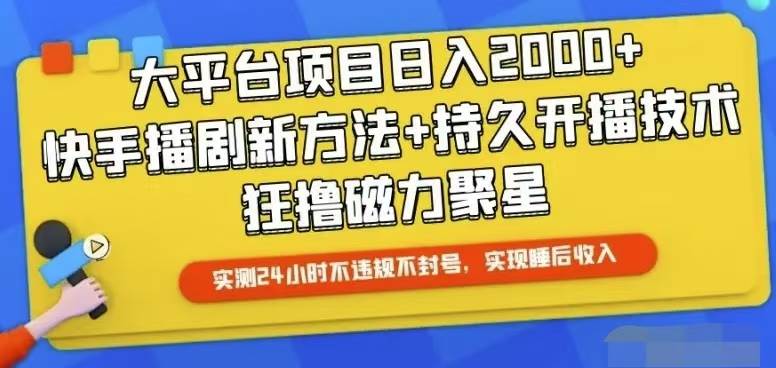 快手24小时无人直播，真正实现睡后收益-源创智汇网