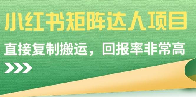 小红书矩阵达人项目，直接复制搬运，回报率非常高-源创智汇网