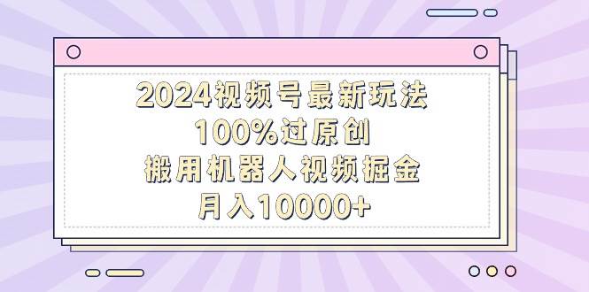 2024视频号最新玩法，100%过原创，搬用机器人视频掘金，月入10000+-源创智汇网