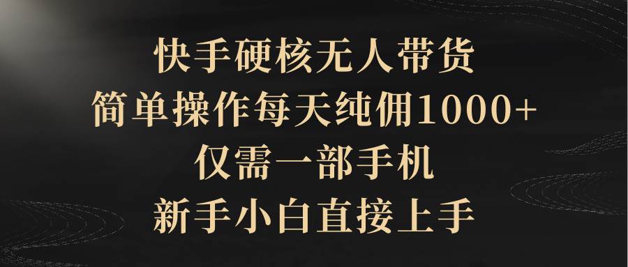 快手硬核无人带货，简单操作每天纯佣1000+,仅需一部手机，新手小白直接上手-源创智汇网