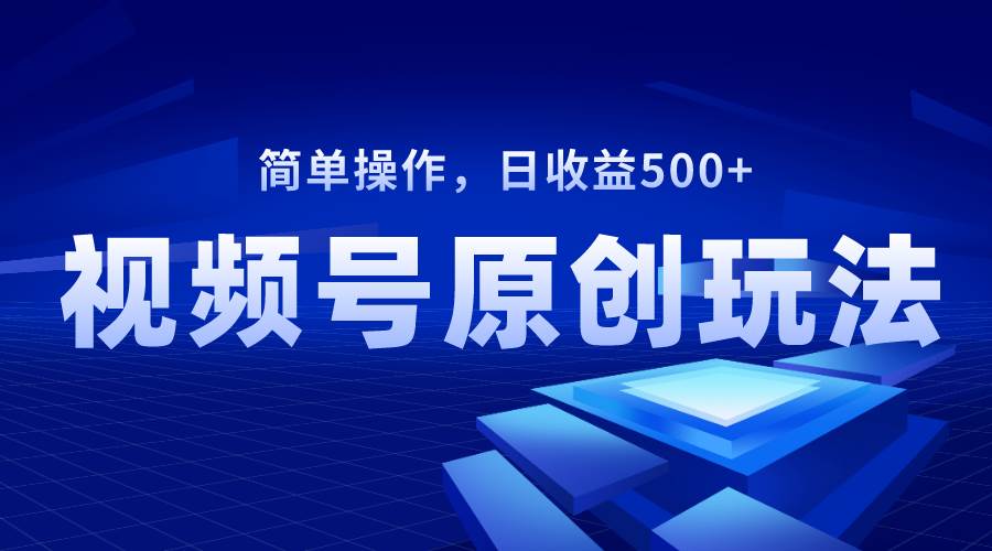 视频号原创视频玩法，日收益500+-源创智汇网