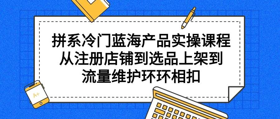 拼系冷门蓝海产品实操课程，从注册店铺到选品上架到流量维护环环相扣-源创智汇网