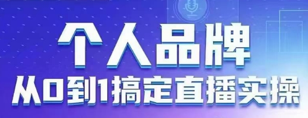个人品牌：从0到1搞定直播实操，用直播为你的个人品牌赋能，六大实操板块，放大个人影响力-源创智汇网