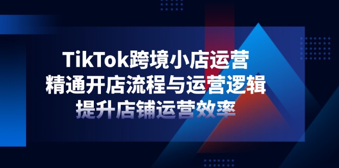 TikTok跨境小店运营，精通开店流程与运营逻辑，提升店铺运营效率-源创智汇网
