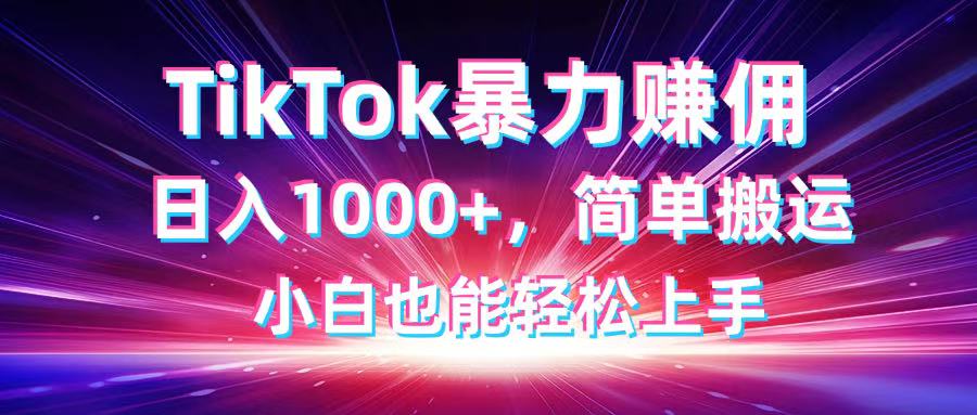 TikTok搬运暴力赚佣，日入1000+，简单搬运，小白也能轻松上手-源创智汇网