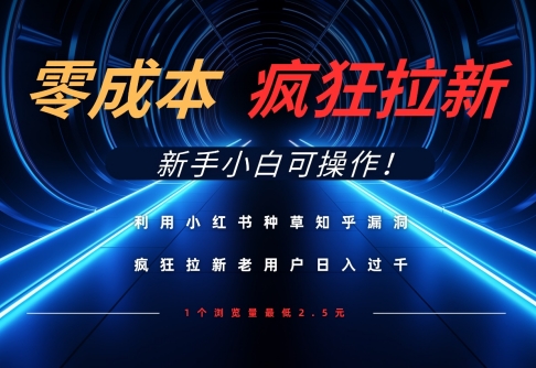 利用小红书种草知乎漏洞，零成本疯狂拉新日入数张，新手小白可操作-源创智汇网