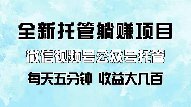 全新托管躺赚项目，微信视频号公众号托管代运营，每天五分钟，收益大几百-源创智汇网