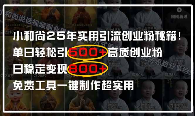 小和尚2025年实用引流秘籍！单日轻松引500+高质量创业粉，日变现800+，…-源创智汇网