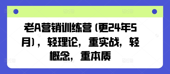 老A营销训练营(更25年4月)，轻理论，重实战，轻概念，重本质-源创智汇网