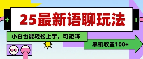 25年最新语聊玩法，纯手工，单机收益100+，小白也能轻松上手，可矩阵操作-源创智汇网