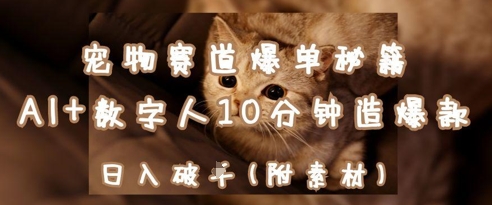 宠物赛道爆单秘籍：AI+数字人10分钟造爆款，日入1k-源创智汇网